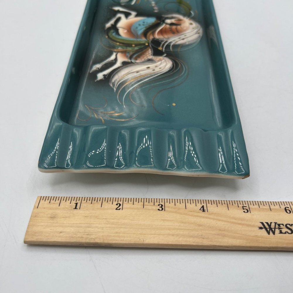 Sascha Brastoff Teal Edged Galloping Stallion Mid Century Ashtray - Picture 13 of 13